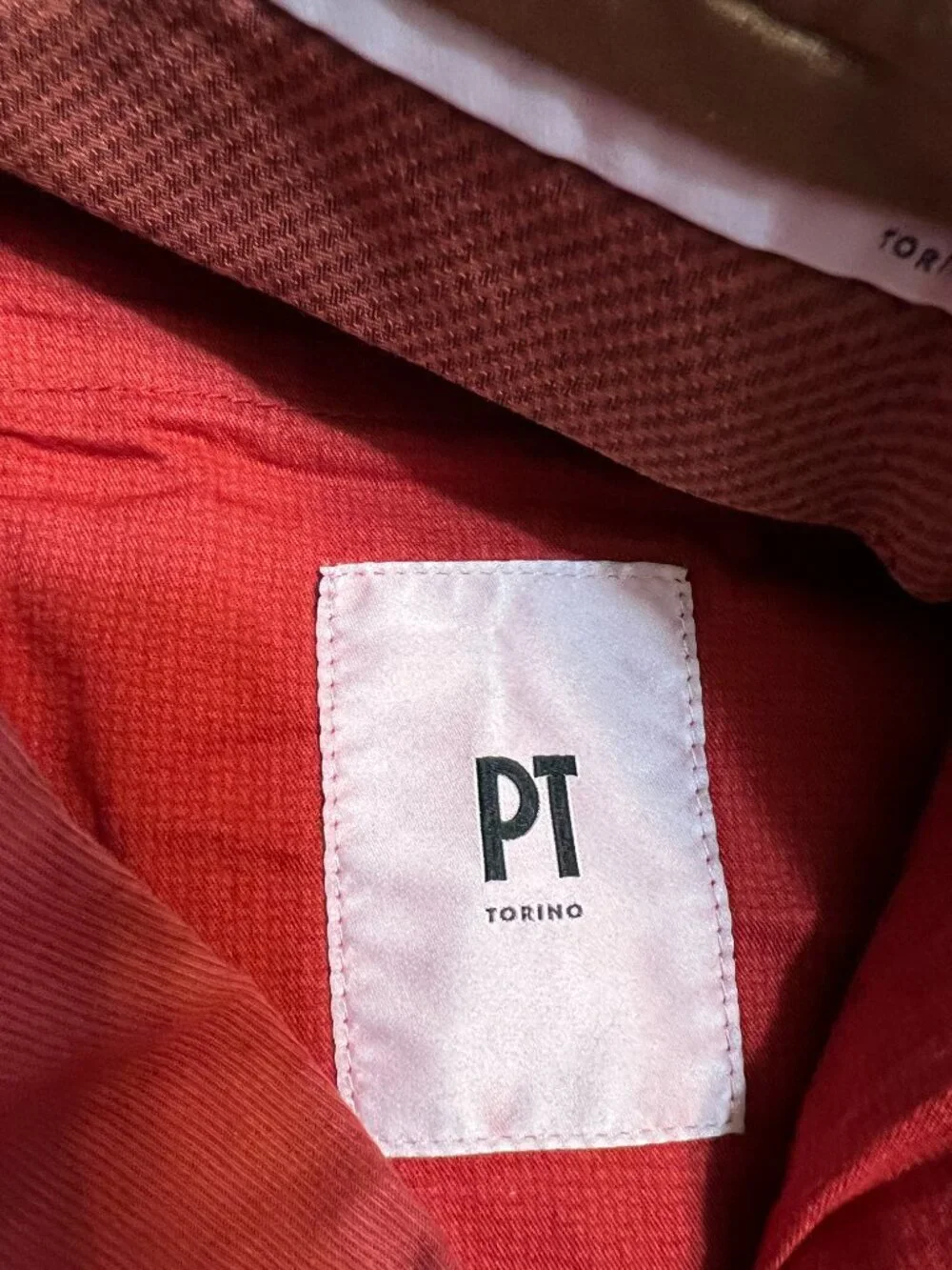 PT Torino Chino Pants Cotton Red Brown Waist 30 Superslim Fit Stretch Flat Front